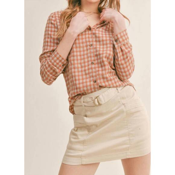 NEW SADIE & SAGE fall is here button down shirt in check print - Picture 1 of 1